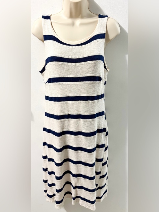 Gilli Dresses & Skirts - Gilli Cream Knit Tank Dress with Navy Logo Detail